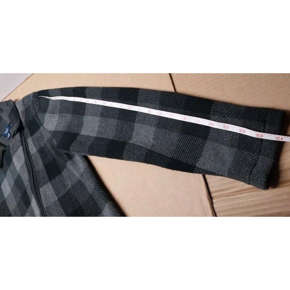 Chaps Ralph Lauren Womens XL Side Zip Sweater Jacket Plaid Gray Black Cozy Chic - Picture 9 of 14